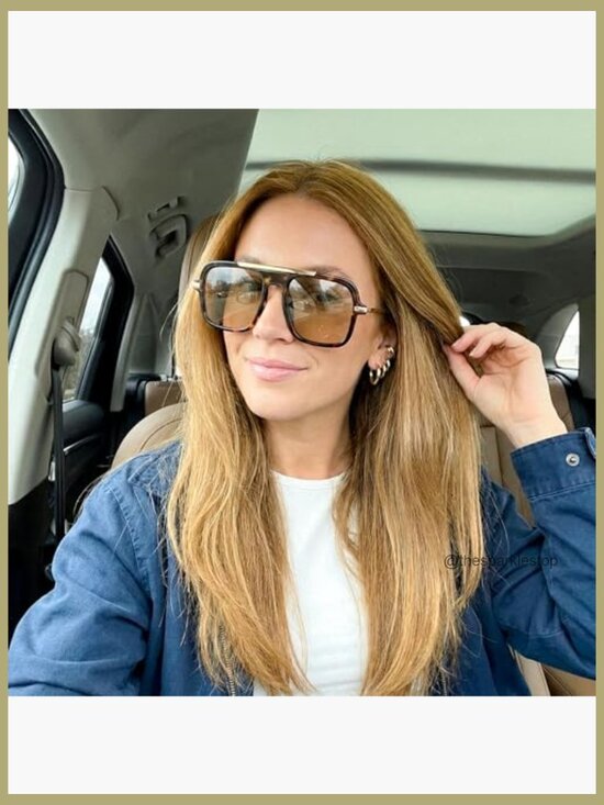 Retro Square Aviator Sunglasses Polycarbonate Frame UV Protection main image 5